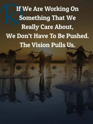 If we are working on something that we really care about, we don't have to be pushed. The vision pulls us.