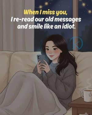 When I miss you, I re-read our old messages and smile like an idiot.