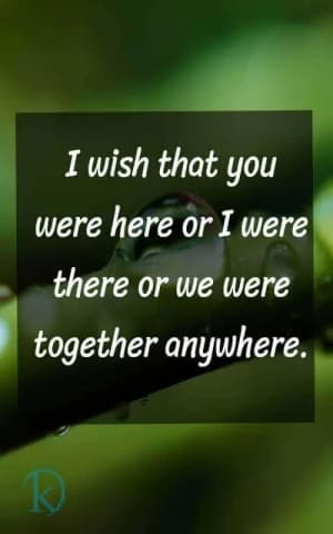 I wish that you were here, or I were there, or we were together anywhere.