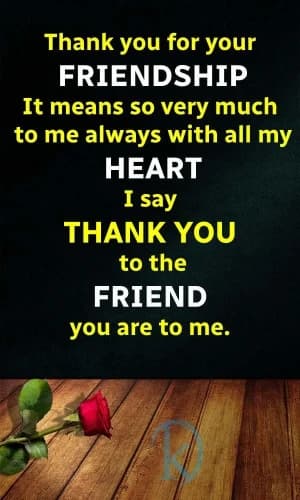 Thank you for your friendship. It means so very much to me, always with all my heart. I say thank you to the friend you are to me.