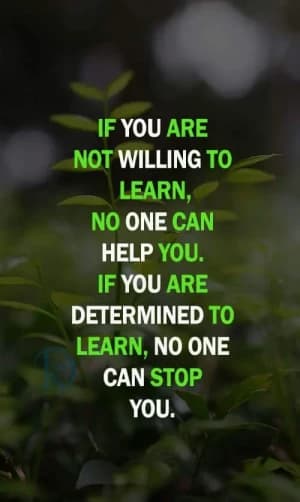 If you are not willing to learn, no one can help you. If you are determined to learn, no one can stop you.