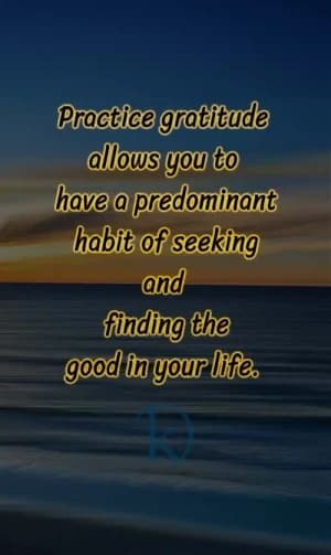 Practicing gratitude allows you to have a predominant habit of seeking and finding the good in your life.