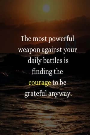The most powerful weapon against your daily battles is finding the courage to be grateful anyway.