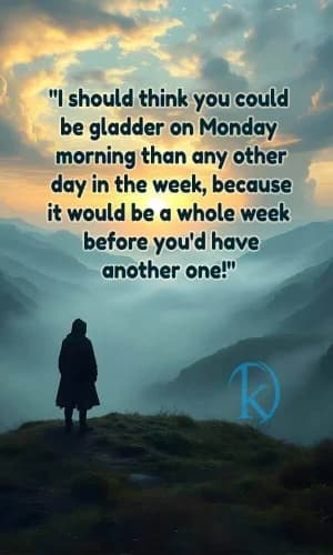 I should think you could be gladder on Monday morning than any other day in the week, because it would be a whole week before you'd have another one!