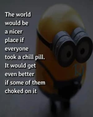 The world would be a nicer place if everyone took a chill pill. It would get even better if some of them choked on it.