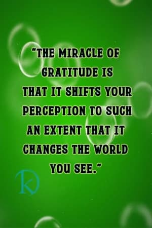 The Miracle of Gratitude is that it shifts your perception to such an extent that it changes the world you see.