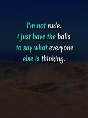 I just have the balls to say what everyone else is thinking.