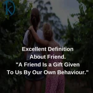 Excellent definition about a friend. "A friend is a gift given to us by our own behaviour."