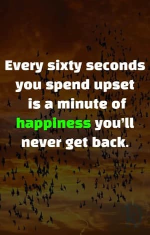 Every sixty seconds you spend upset is a minute of happiness you'll never get back.