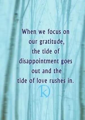 When we focus on our gratitude, the tide of disappointment goes out, and the tide of love rushes in.