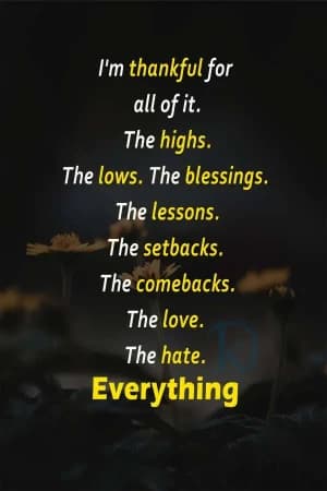 I'm thankful for all of it.  The highs.  The lows.  The blessings.  The lessons.  The setbacks.  The comebacks.  The love.  The hate.  Everything.