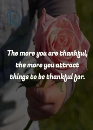 The more you are thankful, the more you attract things to be thankful for.