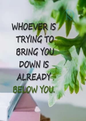 WHOEVER IS TRYING TO BRING YOU DOWN IS ALREADY BELOW YOU.