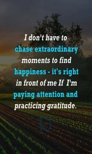 I don't have to chase extraordinary moments to find happiness - It's right in front of me if I'm paying attention and practicing gratitude.