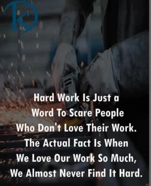 Hard work is just a word to scare people who don't love their work. The actual fact is when we love our work so much, we almost never find it hard.