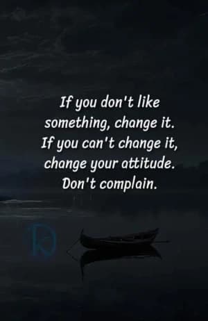 If you don't like something, change it. If you can't change it, change your attitude. Don't complain.