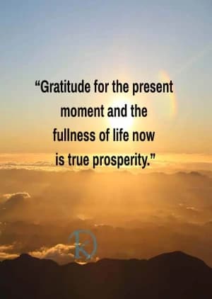 Gratitude for the present moment and the fullness of life now is true prosperity.