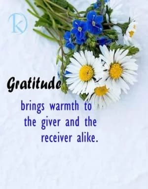 Gratitude brings warmth to the giver and the receiver alike.