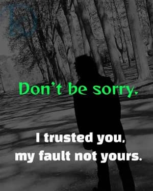 Don't be sorry. I trusted you. My fault, not yours.