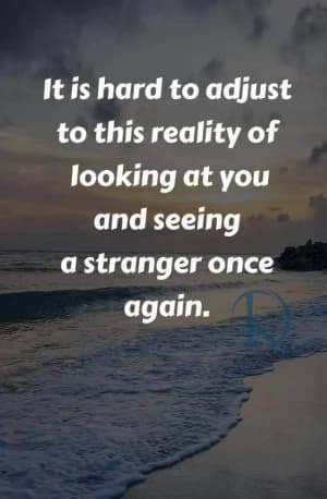 It's hard to adjust to this reality of looking at you and seeing a stranger once again.