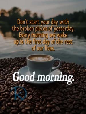 Don't start your day with the broken pieces of yesterday. Every morning we wake up is the first day of the rest of our lives. Good morning.
