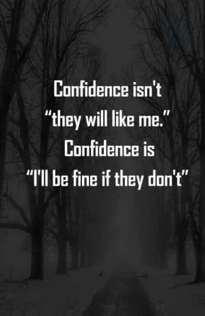 Confidence isn't "they will like me". Confidence is "I'll be fine if they don't."
