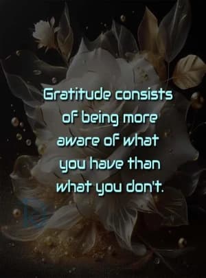 Gratitude consists of being more aware of what you have than what you don't.