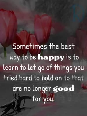 Sometimes the best way to be happy is to learn to let go of things you tried hard to hold on to that are no longer good for you.
