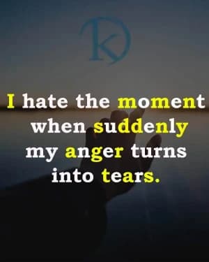 I hate the moment when suddenly my anger turns into tears.