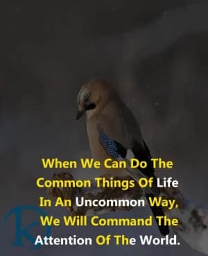 When we can do the common things of life in an uncommon way, we will command the attention of the world.
