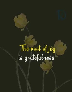 The root of joy is gratefulness.