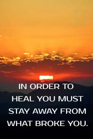 In order to heal, you must stay away from what broke you.