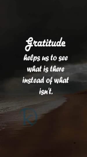Gratitude helps us to see what is there instead of what isn't.