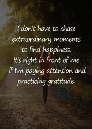 I don't have to chase extraordinary moments to find happiness. It's right in front of me if I'm paying attention and practicing gratitude.