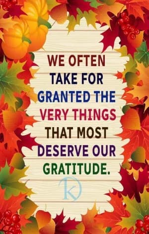We often take for granted the very things that most deserve our gratitude.