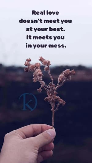 Real love doesn't meet you at your best. It meets you in your mess.