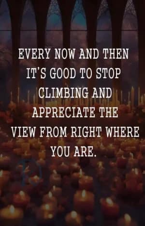 EVERY now and then, it's good to stop climbing and appreciate the view from right where you are.
