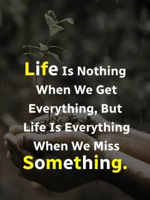 Life is nothing when we get everything, but life is everything when we miss something.