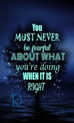 You Must Never Be Fearful About What You're Doing When It Is Right.