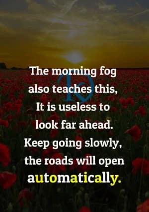 The morning fog also teaches this: It is useless to look far ahead. Keep going slowly, the roads will open automatically.