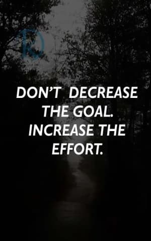 DON'T DECREASE THE GOAL. INCREASE THE EFFORT.