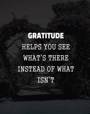 Gratitude helps you see what's there instead of what isn't.