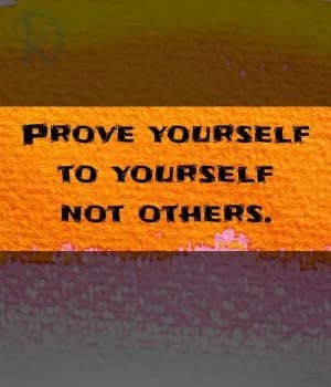 Prove yourself to yourself, not others.