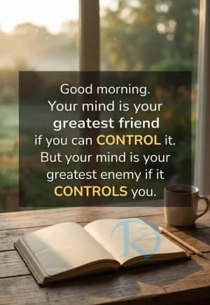 Good morning. Your mind is your greatest friend if you can control it. But your mind is your greatest enemy if it CONTROLS you.
