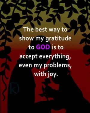 The best way to show my gratitude to God is to accept everything, even my problems, with joy.