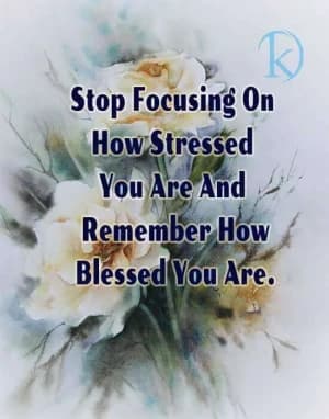 Stop focusing on how stressed you are and remember how blessed you are.
