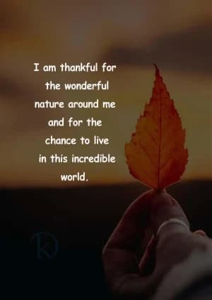 I am thankful for the wonderful nature around me and for the chance to live in this incredible world.