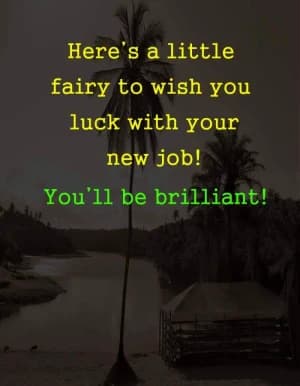 Here's a little fairy to wish you luck with your new job! You'll be brilliant!