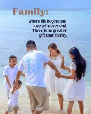 Family: Where life begins, and love will never end. There is no greater gift than family.