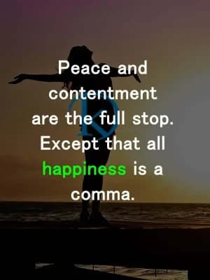 Peace and contentment are the full stop. Except that all happiness is a comma.